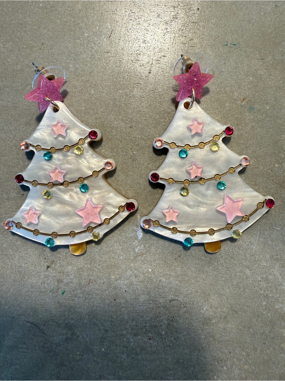 Women’s resin Iridescent Christmas Tree Dangle Earrings